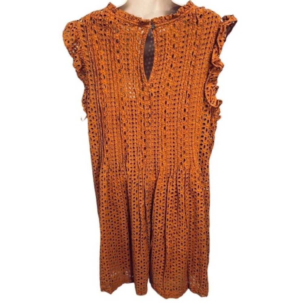 MADEWELL Eyelet Ruffle-Sleeve Pintuck Mini Dress Women’s XX-Large - Picture 5 of 12